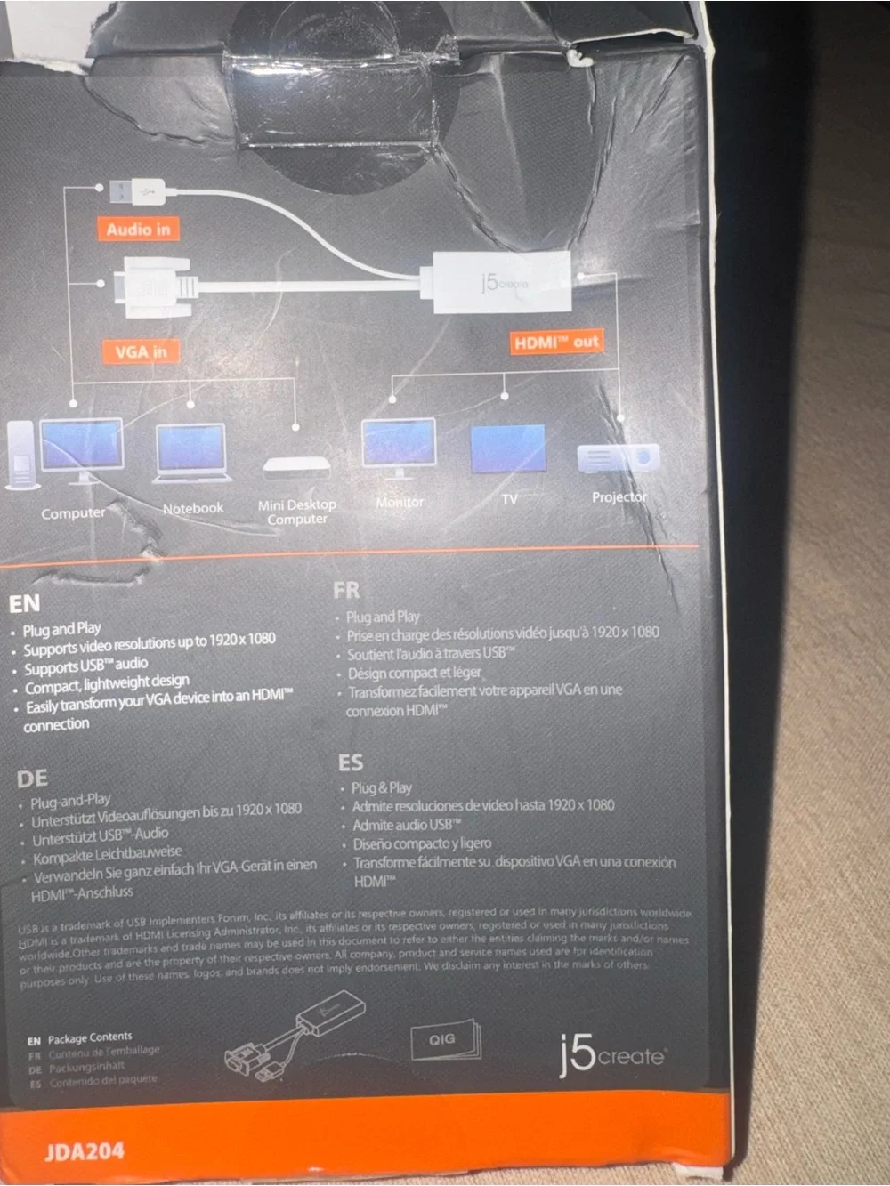 j5create VGA to HDMI Adapter - White